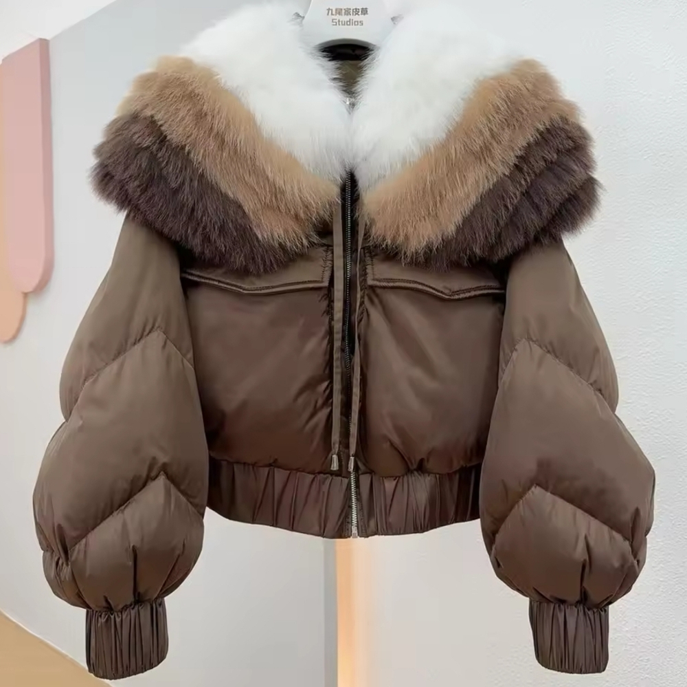 White Goose Down Coat Real Fox Fur Collar Coat Thick Fashion 2025 New Winter - Picture 4 of 12